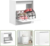 Szafki na buty - The Living Store Szafka na buty biała 60x42x69 cm materiał drewnopochodny - miniaturka - grafika 1