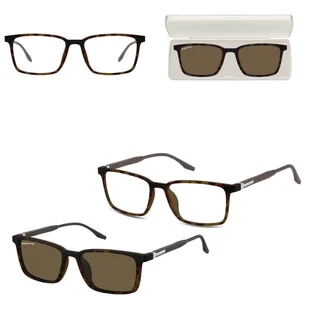 Prostokątne okulary pod korekcję z polaryzacyjną Nakładką przeciwsłoneczną na magnes CLIP-TRC-185A-2 - Okulary korekcyjne, oprawki, szkła - miniaturka - grafika 1