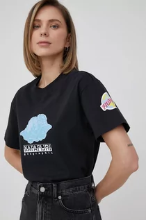 Koszulki i topy damskie - Napapijri t-shirt bawełniany X Fiorucci kolor czarny - grafika 1