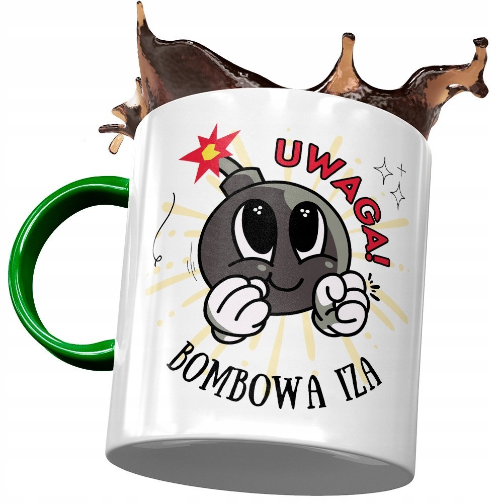 Kubek Zielony Dla Izy Izabeli Żony na Prezent z Nadrukiem ze Zdjęciem + Opakowanie na prezent (wzór 03)