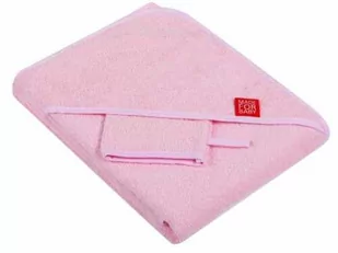 UVIE Okrycie kąpielowe bawełniane z myjką 100x100 cm, różowe - Szlafroki dla dzieci - miniaturka - grafika 1