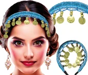 Dodatki do strojów karnawałowych - Opaska złote monety niebieska - miniaturka - grafika 1