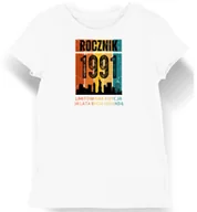 Koszulki i topy damskie - Koszulka damska biała 1991 urodziny 34 lat prezent XXL - miniaturka - grafika 1