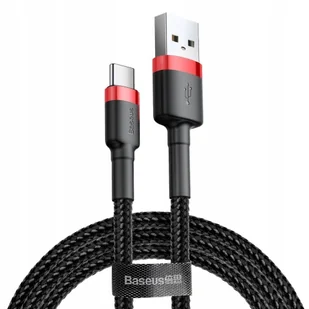 Wytrzymały nylonowy kabel przewód USB USB-C QC3.0 2A 3M czarno-czerwony - Kable USB - miniaturka - grafika 1