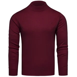 Sweter męski półgolf bordowy Recea - Swetry męskie - miniaturka - grafika 1