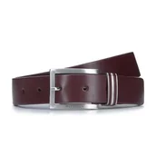 Paski - Męski pasek skórzany ze zdobioną szlufką bordowy - miniaturka - grafika 1
