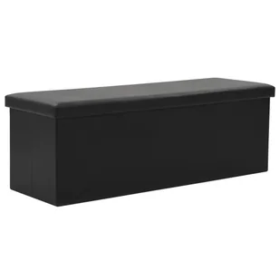 vidaXL Składana ławka ze schowkiem, ekoskóra, 110 x 38 x 38 cm, czarna vidaXL - Ławki do przedpokoju - miniaturka - grafika 5