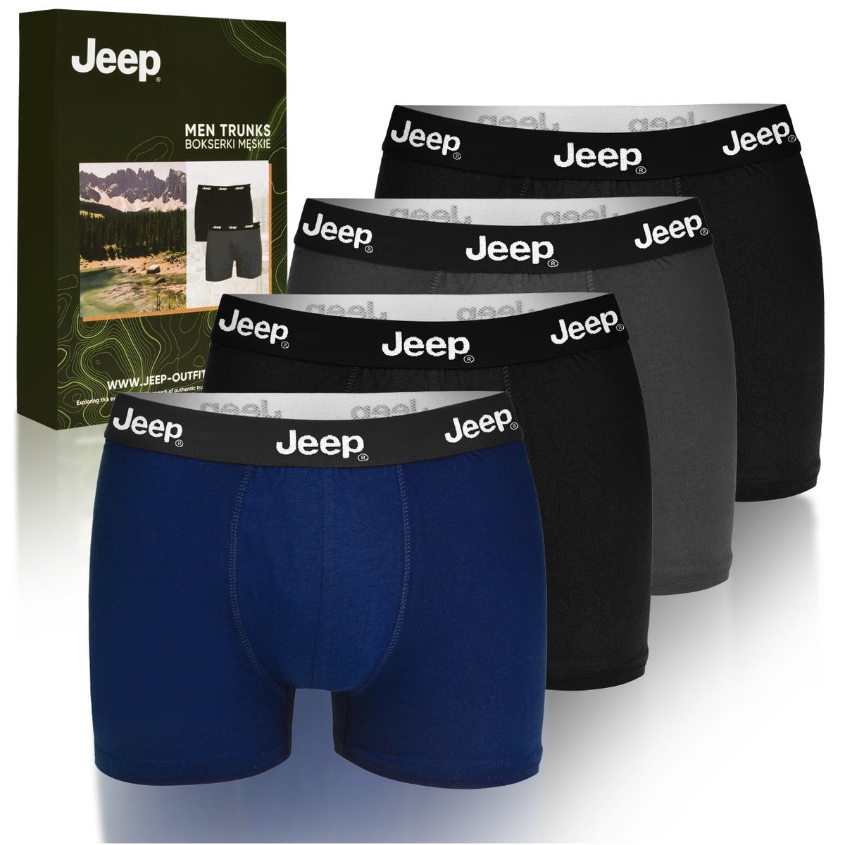 JEEP Zestaw Klasyczne Bokserki Męskie Ciemne Kolory Bawełna 4 pak Rozmiar XXL