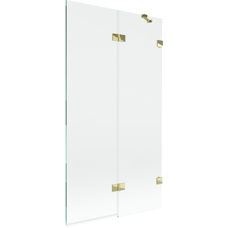 Mexen Lunar parawan nawannowy 2-skrzydłowy prawy 100 x 150 cm, transparent, złoty - 897-100-100-50-00-P