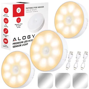 3x Lampka lampa LED czujnik ruchu zmierzchu nocna Alogy Sensor Light Bezprzewodowa oświetlenie meblowe Światło ciepłe 3000k - Lampy stojące - miniaturka - grafika 14