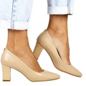 Czółenka - CZÓŁENKA NA OBCASIE SŁUPKU NOSEK W SZPIC SERGIO LEONE PB403 COFFE BEŻOWE - miniaturka - grafika 1