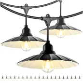 Lampy ogrodowe - ZESTAW CRETE Girlanda ogrodowa 20m + kabel 5m + 20x klosz czarny M1 - miniaturka - grafika 1