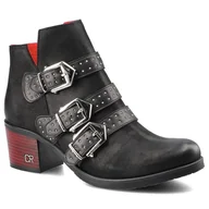 Botki damskie - Czarne Botki Damskie Carinii Stylowe Buty Jesienne - miniaturka - grafika 1