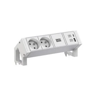 BACHMANN DESK2 ALU WHITE 2xUTE 1xUSB A/C 22W 0,2m GST18 - Listwy zasilające - miniaturka - grafika 1