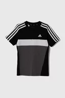 Koszulki dla dziewczynek - adidas t-shirt bawełniany dziecięcy kolor czarny wzorzysty - miniaturka - grafika 1
