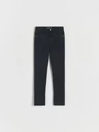 Spodnie i spodenki dla dziewczynek - Reserved - Jeansy slim high waist - czarny - miniaturka - grafika 1