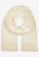 Apaszki i szaliki damskie - Biały Szalik z Bawełną i Wiskozą Ozdobiony Frędzlami Siadortia - miniaturka - grafika 1