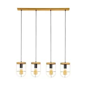 Lampy sufitowe - Britop Druciana LAMPA wisząca NETUNO 1811059451 industrialna OPRAWA metalowy zwis drewno złoty - miniaturka - grafika 1