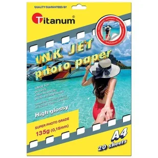 Papier A4/20K 135g fotograficzny do drukarek - Titanum - Szkolne artykuły papiernicze - miniaturka - grafika 1