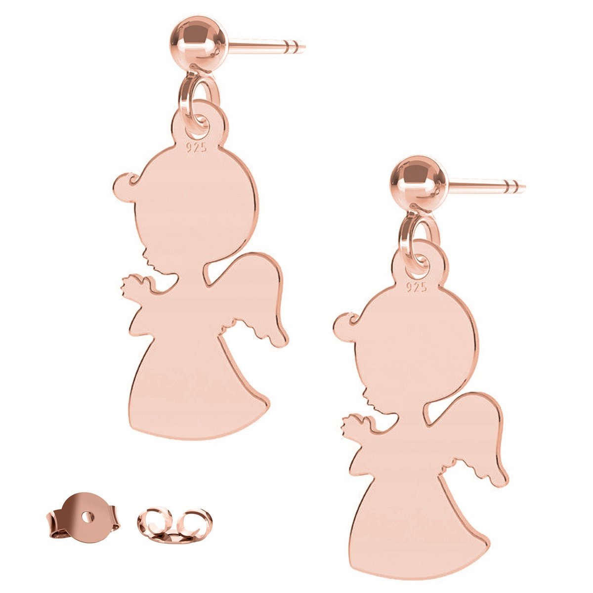 Kolczyki Anioł Chłopiec różowe złoto 925