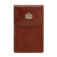 Biżuteria - akcesoria - Etui na wizytówki ze skóry licowej jasny brąz - miniaturka - grafika 1