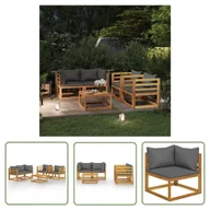 Meble ogrodowe - The Living Store 5-cz. zestaw wypoczynkowy do ogrodu - poduszki - drewno akacjowe - Sofa Ogrodowa I Stół - miniaturka - grafika 1