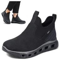 Półbuty damskie - Rieker Sneakersy Damskie Sportowe Wygodne Półbuty Wsuwane Jesień Czarne 38 - miniaturka - grafika 1