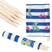 Akcesoria turystyczne - Parawan plażowy 8m flamingi, niebieskie pasy PA020 - miniaturka - grafika 1