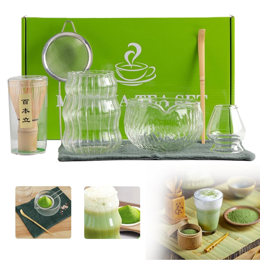 7W1 Zestaw Do Matchy Herbaty, Miska, Matcha Trzepaczka Bambusowa