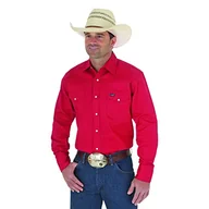 Koszule męskie - Wrangler MS70619T Męska koszula Western z długim rękawem z zapięciem na zatrzask, nieprzezroczysta, Czerwona, 3XL - miniaturka - grafika 1