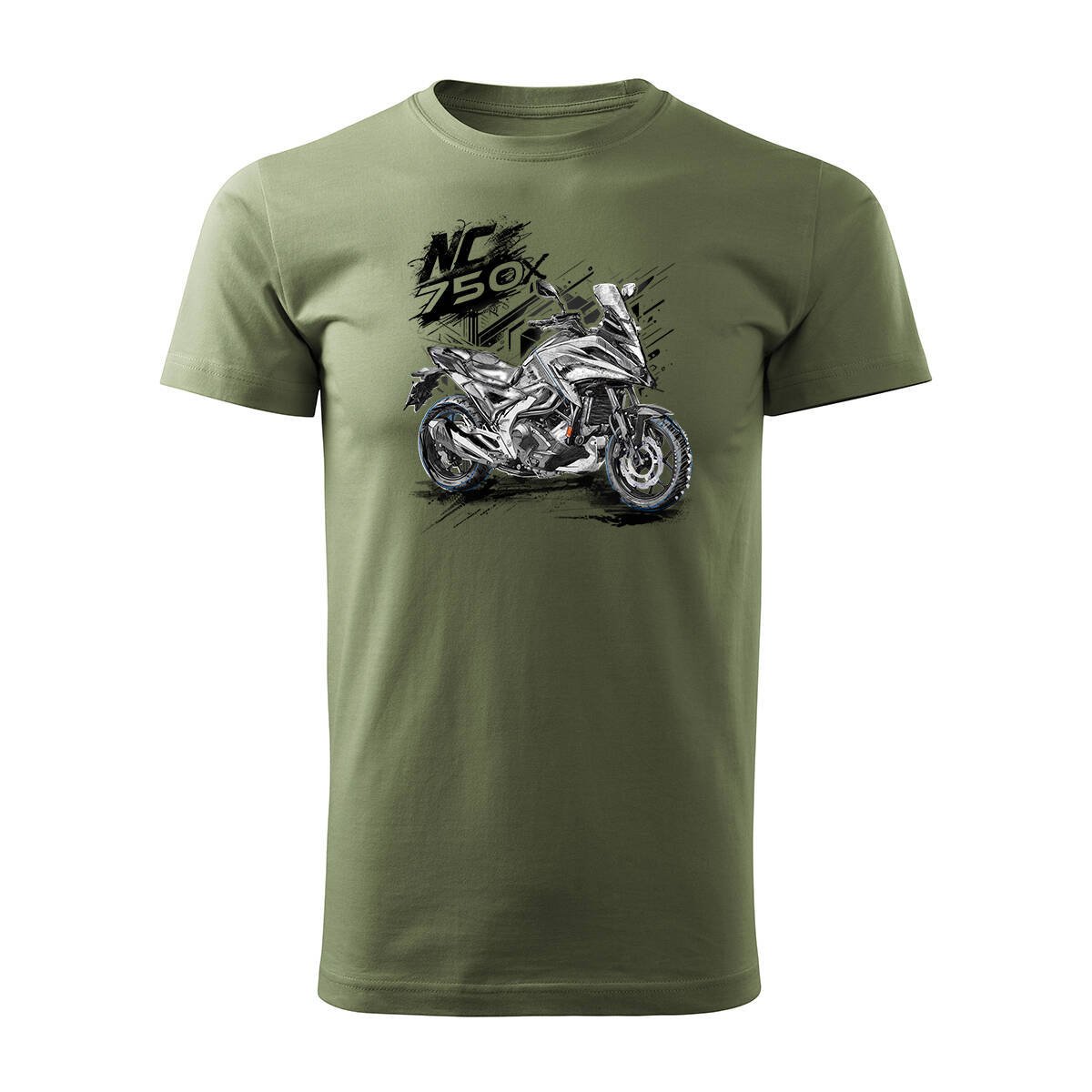 Koszulka z motocyklem na motor Honda NC 750 X NC750X męska khaki REGULAR-M