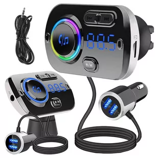 Transmiter FM Ładowarka samochodowa Bluetooth 2x USB QC 3.0 MP3 Quick Charge Czarny - Ładowarki do telefonów - miniaturka - grafika 1