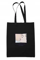 Torebki damskie - Torba Plażowa bawełniana Miłość Pocałunek Czarna - miniaturka - grafika 1