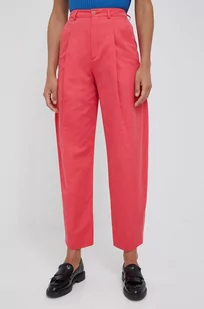 Drykorn spodnie bawełniane Accept damskie kolor różowy szerokie high waist Drykorn - Spodnie damskie - miniaturka - grafika 1