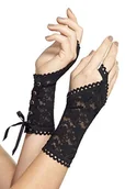 Rękawiczki - Smiffys damskie koronkowe rękawiczki (czarne) 45213 - miniaturka - grafika 1