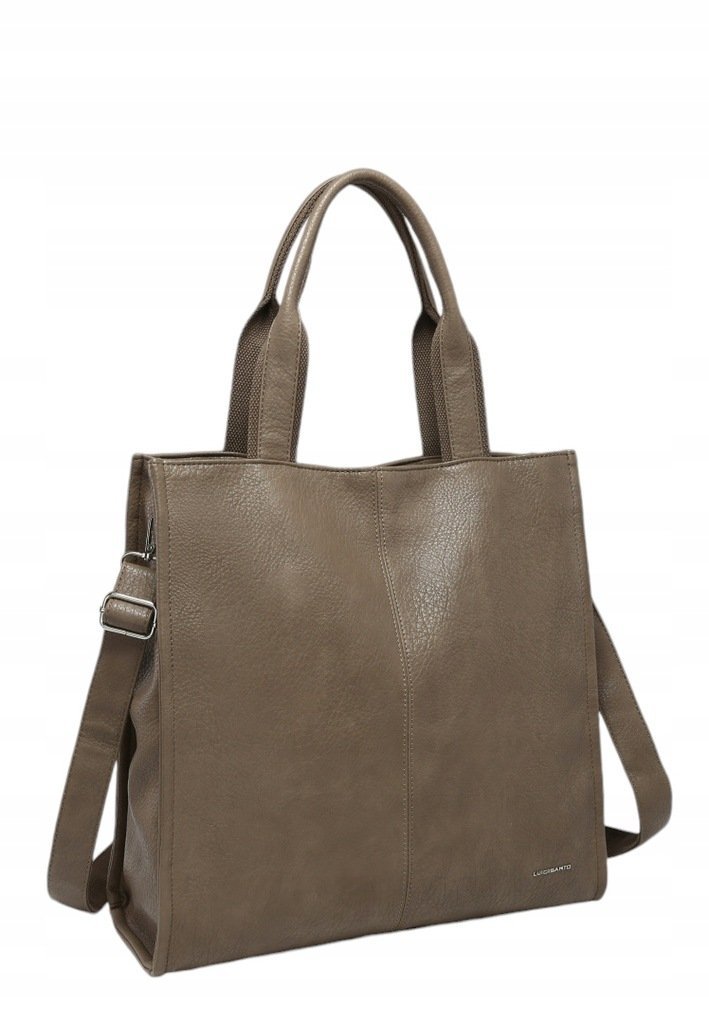 Pojemna Shopperka Torebka Damska Beżowa Format A4 LUIGISANTO V6623 Taupe