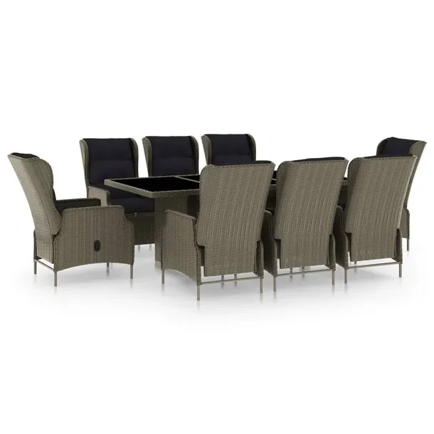 Komplet ogrodowy rattanowy - 8 krzeseł + stół 200x100 cm - brązowy / cz