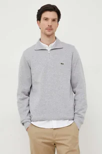 Lacoste sweter bawełniany kolor szary z półgolfem - Swetry męskie - miniaturka - grafika 1