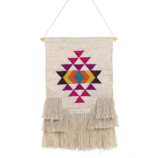 Dekoracja ścienna z frędzlami bawełniana beżowa VEHARI - Dekoracje domu Dekoracja ścienna z frędzlami bawełniana beżowa VEHARI - Dekoracje domu - miniaturka - grafika 1