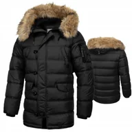 Kurtki męskie - PITBULL WEST COAST KURTKA MĘSKA ZIMOWA Z KAPTUREM KINGSTON 2 CZARNA XS - miniaturka - grafika 1