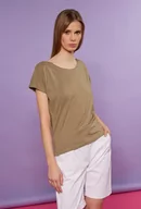 Koszulki i topy damskie - Gładki, zielony t-shirt - Femestage - miniaturka - grafika 1