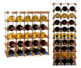 Regał Na Wino Stojak Na 25 Butelek Szklanych/ Pet — Rw-8/ 5X5 — Brązowy Brązowy Metal + Drewno Rw-8-5X5-25_O_Br / Wamar-Sosenka - Stojaki na wino - miniaturka - grafika 1