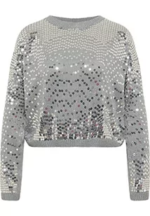 swirlie Damski sweter z dzianiny sweter sweter sweter, szary srebrny, M-L - Swetry damskie - miniaturka - grafika 1