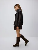 Kozaki damskie - Reserved - Zamszowe kozaki - ciemnobrązowy - miniaturka - grafika 1