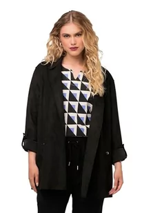 Ulla Popken Kurtka damska, imitacja zamszu, oversize, otwarty kształt, kurtka wewnętrzna, czarny, 50-52 duże rozmiary - Kurtki damskie - miniaturka - grafika 1