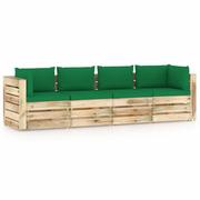 Meble ogrodowe - Ogrodowa sofa 4-os z poduszkami, impregnowane na zielono drewno kod: V-3074608 - miniaturka - grafika 1