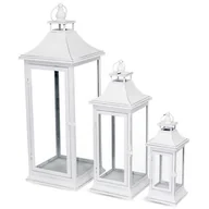Lampiony i znicze - Lampion metalowy 33,5/52/72,5 cm biały 3 sztuki - miniaturka - grafika 1