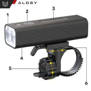 Lampka rowerowa przód LED przednia światło roweru oświetlenie wodoodporna IPX5 Alogy P12 światełko na rower czarna - Pozostałe akcesoria do telefonów - miniaturka - grafika 7