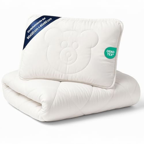 Kocyk dziecięcy kołderka dziecięca 120x90 cm - kocyk i poduszka z motywem misia 40x60 cm Zestaw kołderek dziecięcych kołderka pościel mikrofibra biała