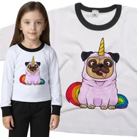 Piżamy dla dziewczynek - Piżama dziecięca Pies Mops Jednorożec Unicorn 98/104 - VoloDonum - miniaturka - grafika 1